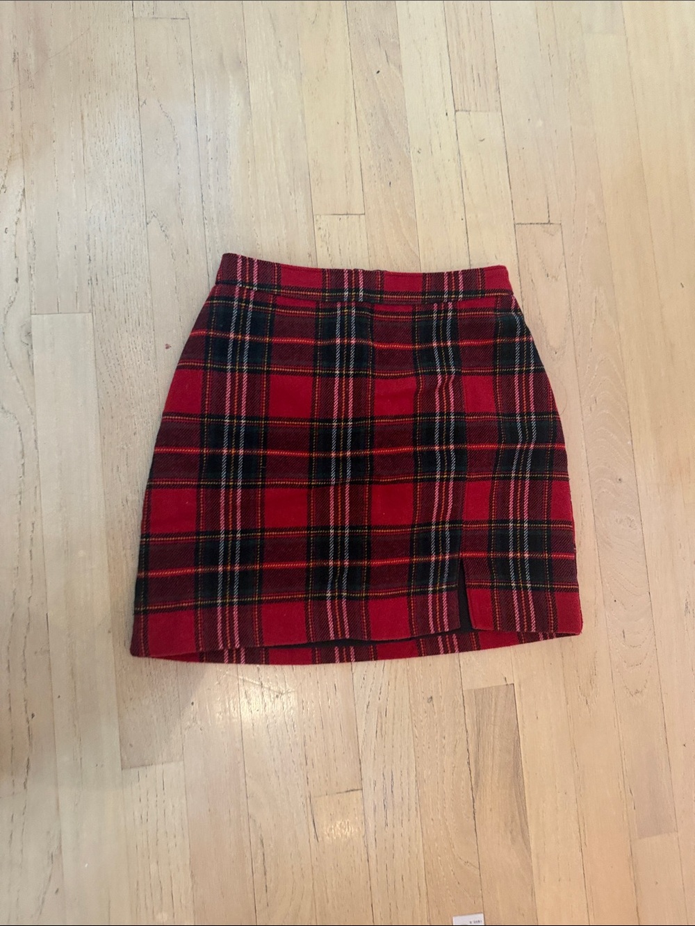 Hollister Red Plaid Mini Skirt with Black & Yellow Stripes